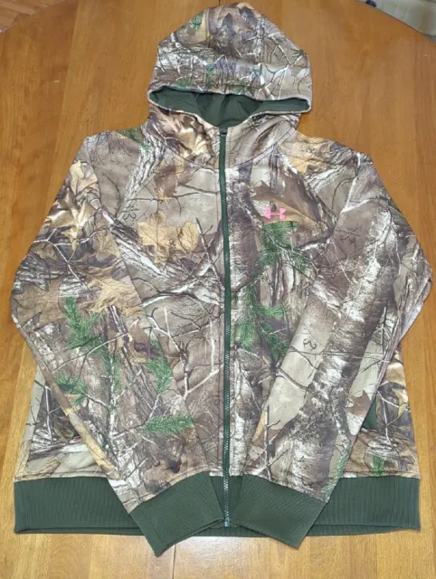 Under Armour Cold Gear Full Zip RealTree Camo Hunting Hoodie Women's Sz. XL