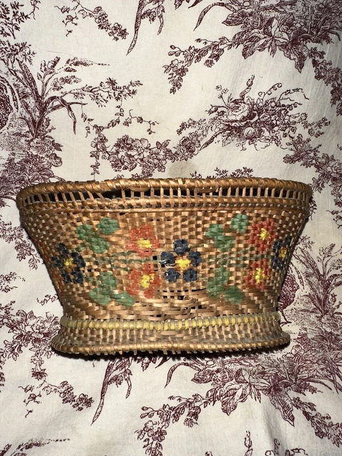Antique Oval Footed Painted Woman Basket