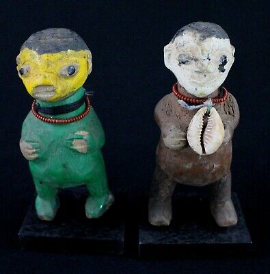 Art African Arte - Rare Couple Wood Miniature Nago On Base - 10 CMS 2