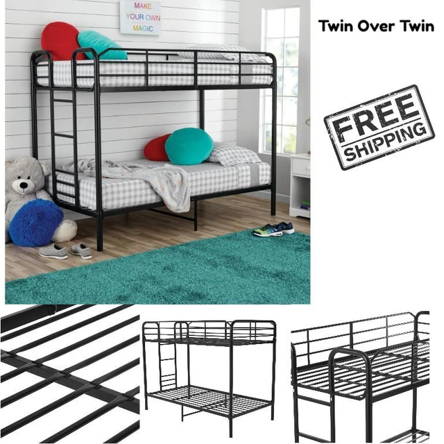 BUNK BEDS METAL Twin Size Bunk Beds Frame with Stairs Twin over Twin