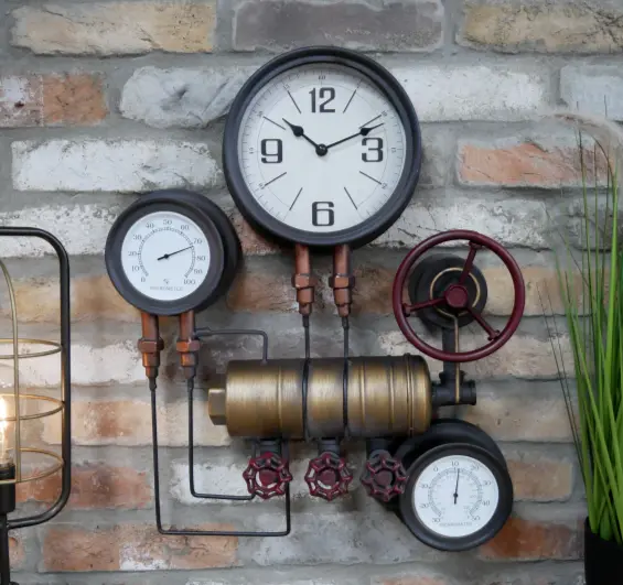 Steampunk Wanduhr Industrierohr hängen groß rustikal Loft Dekor Uhr