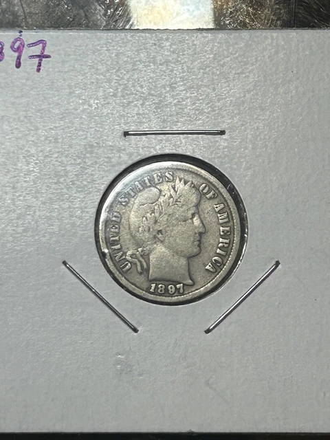 1897 Barber Dime ~ 90% Silver 10c US Type Coin Collectible