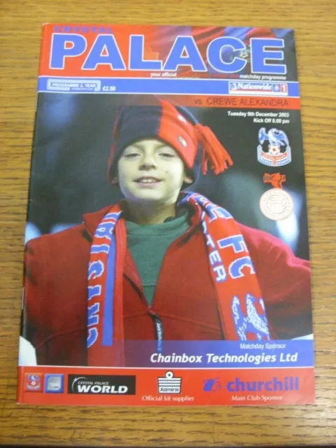 09/12/2003 Crystal Palace v Crewe Alexandra  . For UK orders postage/shipping is