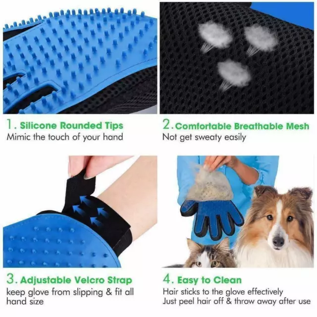 Touch De-Shedding Brush Glove Dog Cat Gentle Efficient Massage Grooming Effic uk