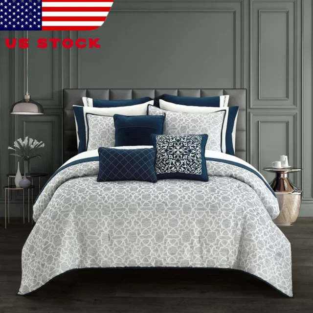 BETTER HOMES &GARDENS Navy 12 Piece Bed in a Bag Comforter Set with