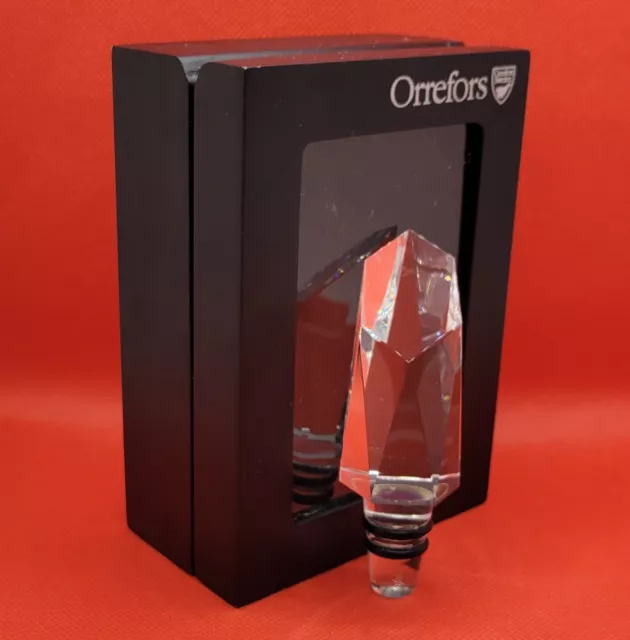 Orrefors Crystal Glass Decanter Stopper Top Facetted Style w/ Original Box 3