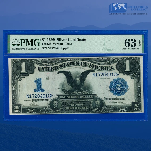 Fr.228 1899 $1 One Dollar Silver Certificate "BLACK EAGLE" , PMG 63 EPQ #04910