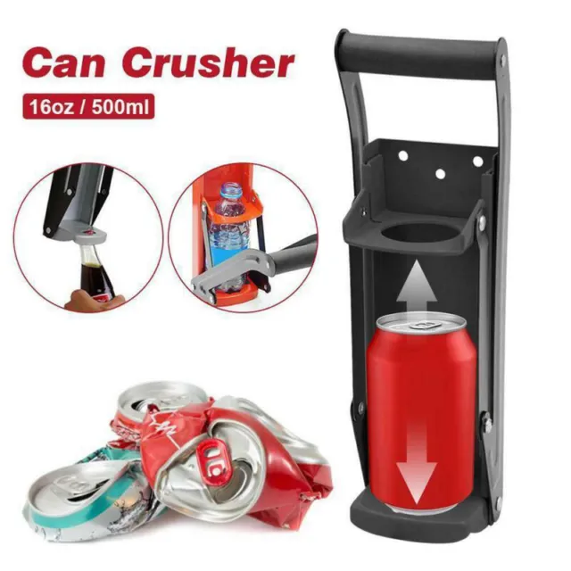 16oz Can Crusher Aluminum Beer Bottle Opener Wall Mount Recycling Portable Tool