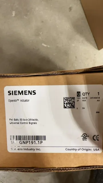 *NEW* Siemens GNP191.1P OpenAir Actuator