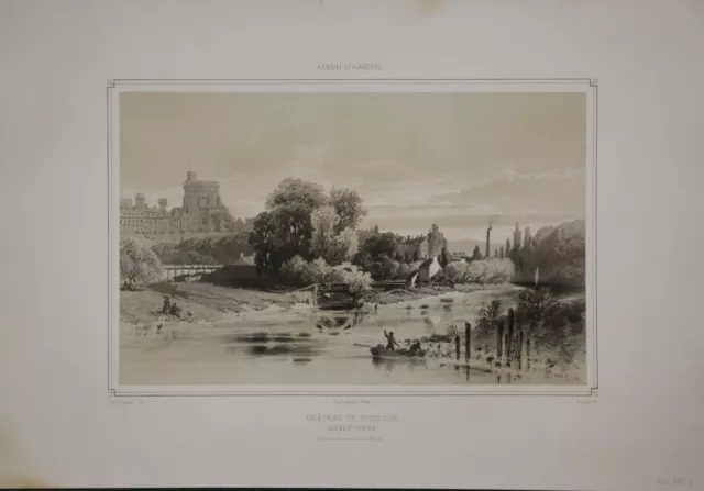 Hastrel : Château De Windsor, Angleterre Lithographie 1850