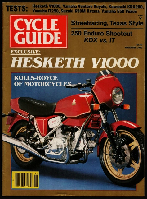 NOVEMBER 1983 CYCLE Guide Magazine, Hesketh V1000, Yamaha Venture ...