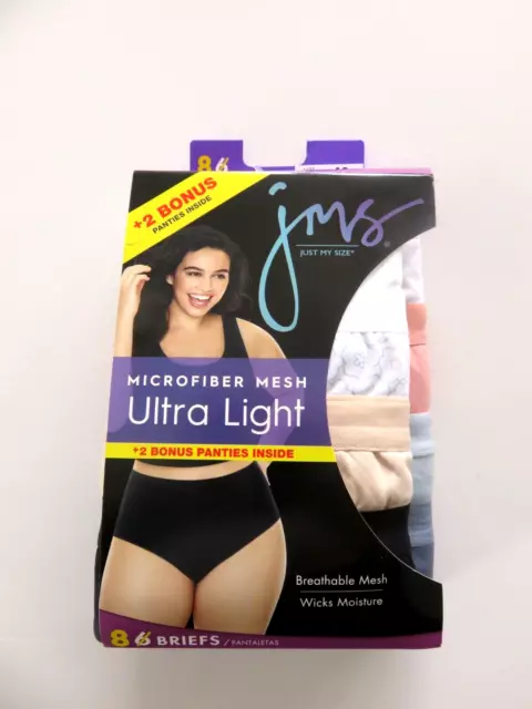 JUST MY SIZE Ultra Light Microfiber Mesh Briefs 5 Panties Womens