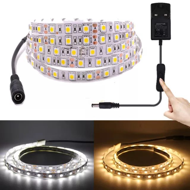 LED Strip Lights 12V 5050 Under Cabinet Kitchen Lighting Flexible Tape+UK Plug