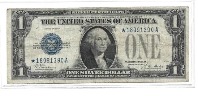 1928A $1 One Dollar (Star Note) Funnyback Silver Certificate