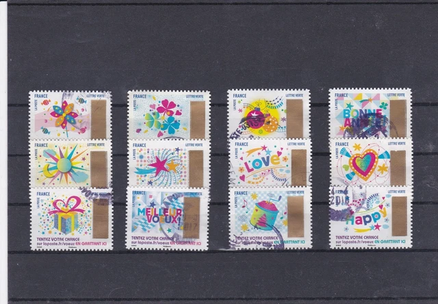 Frankreich 2017 Briefmarken A Kratzfest 12 Gestempelte Briefmarken Runde Stempel
