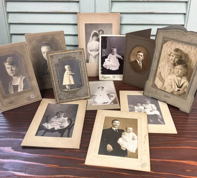 Antique Vintage Minnesota Iowa North Dakota Studio Photo Cabinet Cards Lot Of 11