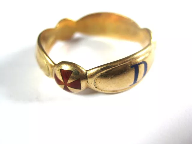 Antiker Ring Gold 585 mit Emaille, 7,02 g, Rarität