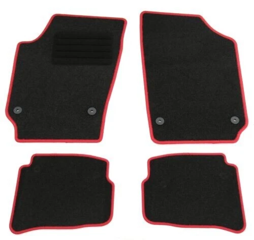 Tappetini Auto Specifici Per Seat IBIZA 6J 6P (2008-2017) - Velluto Premium Con Cuciture Rosse - Set Da 4 Pezzi