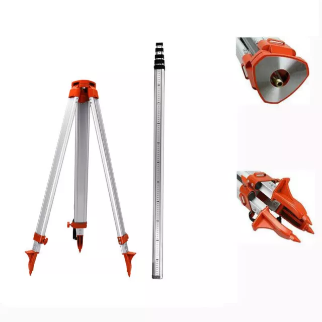 1.65m Survey Tripod + 5m Staff for Laser Level Surveying Construction Lasers US