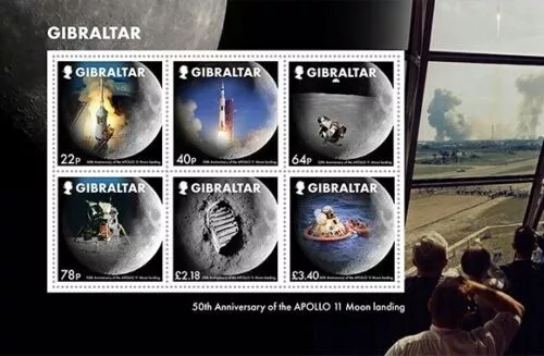 Gibraltar - "SPACE ~ 50th ANN. OF APOLLO 11 MOON LANDING" MNH MS 2019 FV £7.6