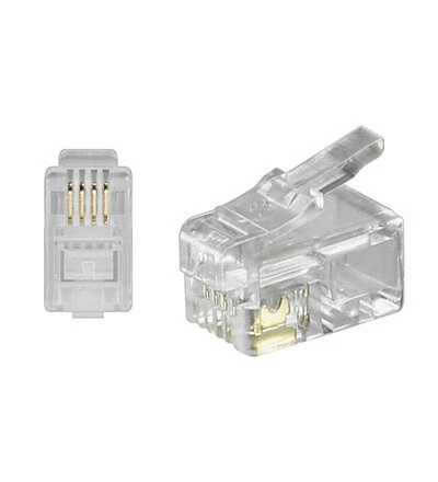 RJ10 spina western per cavo piatto, 4 poli; RJ10 spina western per cavo piatto,
