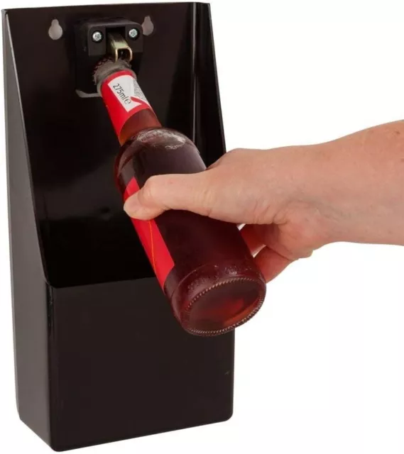 Professional Black Stand Up Bottle Opener&Cork Catcher Wall Mounted Bar  Opener