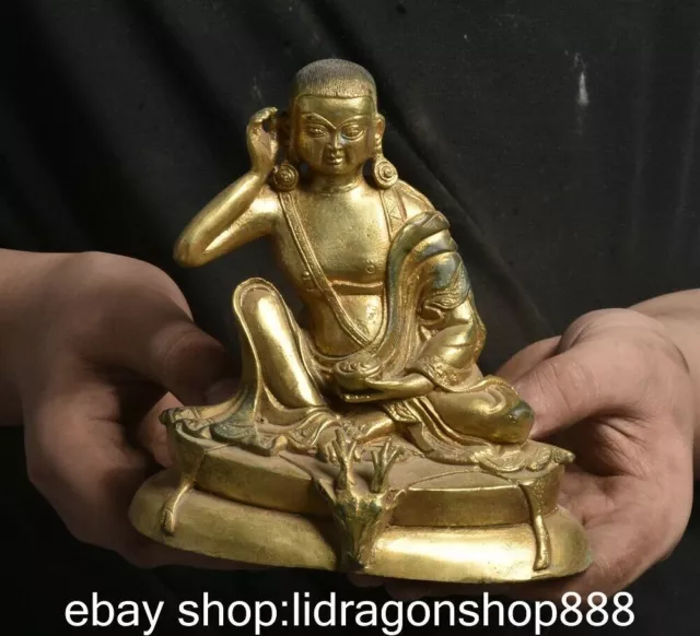 5.6 "vieux bouddhisme tibétain bronze Bouddha maître Bodhisattva statue