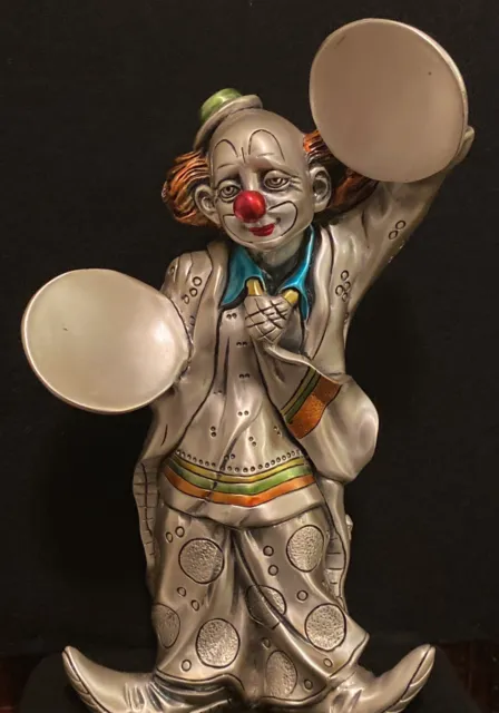 Vintage Laminato Signed Bongelli Large Silver Clown Stamped 11 Inches Tall
