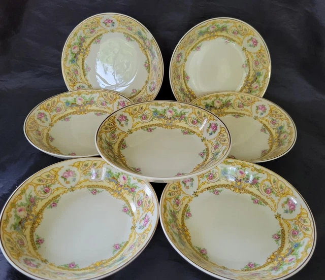 (7) Vintage Syracuse China ROSE MARIE Old Ivory O.P.C.O FRUIT DESSERT BOWLS