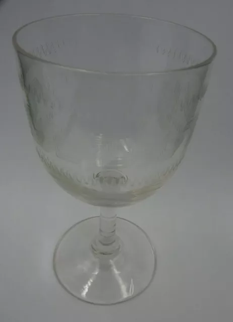 Edwardian Sherry or Port Glass - Greek Key Etched Design