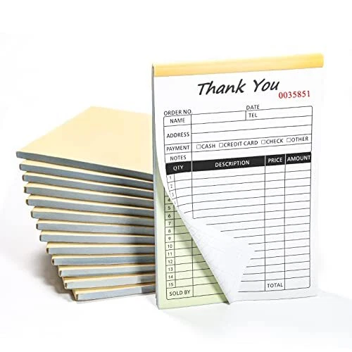 10 PACK THANK You Receipt Book 2Part Carbonless Sales Invoice Book