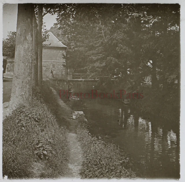 Paysage Ruisseau France c1920 PHOTO Stereo Plaque de verre VR22L9n