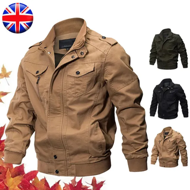 Men's Military Tactical Bomber Jacket Army Cargo Combat Casual Cotton Work Coats