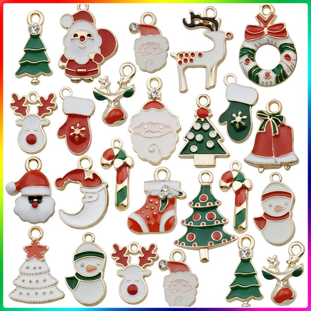 20/38PCS Christmas Enamel Charms Pendants Jewellery Earrings Making Bracelets