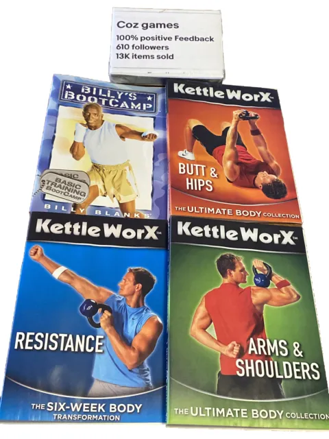 BILLY’S BOOTCAMP AND 3X KETTLE WORX DVD’s BASIC TRAINING BUTT & HIPS RESISTANCE