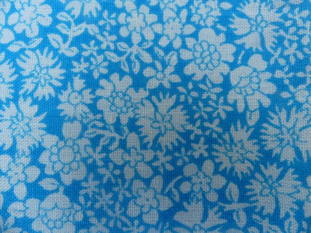 Coupon De Tissu Ancien – Coton, Motifs Bleus, 130x100 Cm, Vintage Français