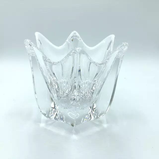 MCM Signed Orrefors Swedish Crystal Glass Tulip Votive Candle Holder Dish Bowl