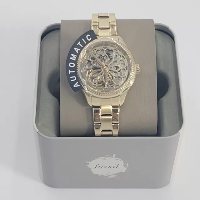 Fossil Bq3755 Rye Automatic Gold Tone Stainless Steel Womens Watch