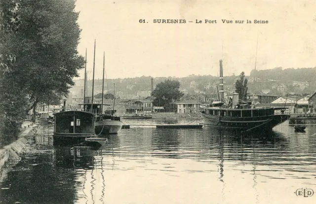 SURESNES map Le Port view of the Seine Les boats