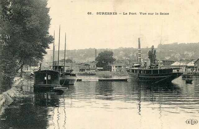 SURESNES map Le Port view of the Seine Les boats