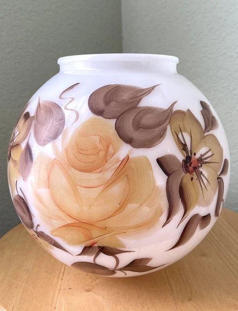 Vintage Floral 8" Hand Painted Glass Globe Font Shade for GWTW LAMP