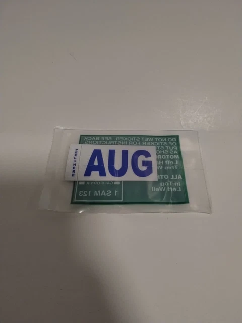 AUGUST Month Sticker For California License Plate YOM Registration - 3M Glossy Vinyl Decal