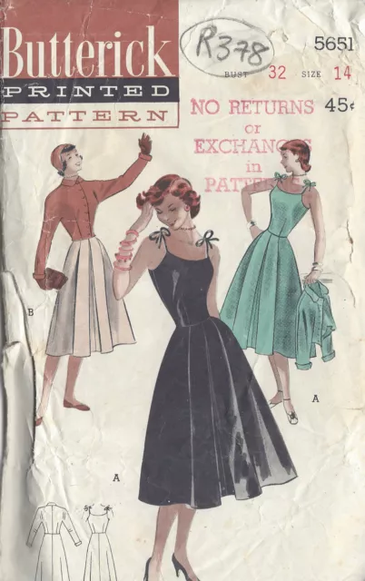 1950s Vintage Sewing Pattern B32" DRESS & JACKET (R378)