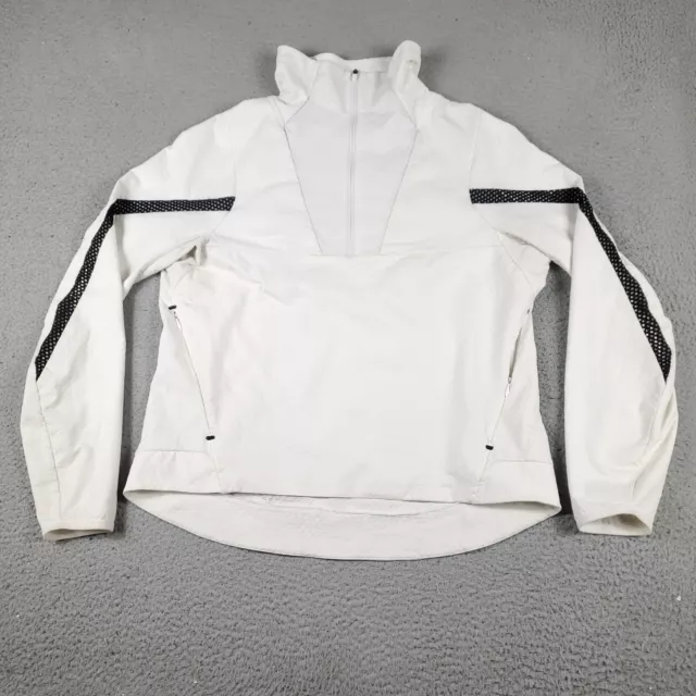 Nike Jacket Womens Large Off-White Black Full Zip Up Windbreaker Ladies*