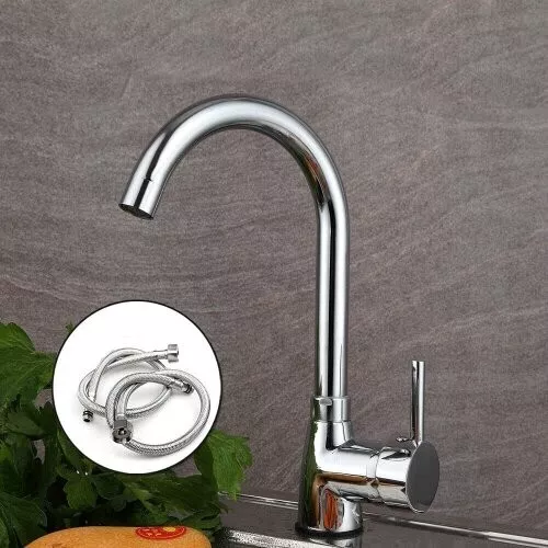 Küchenspüle Mixer Wasserhähne drehbar Auslauf Einzelhebel Wasserhahn Mono Chrom Wasserhahn 360° UK