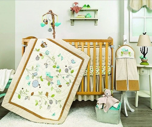 Nurture Imagination Nest 7-Pc Crib Bedding Set Include Mobile/Lamp/Valance New