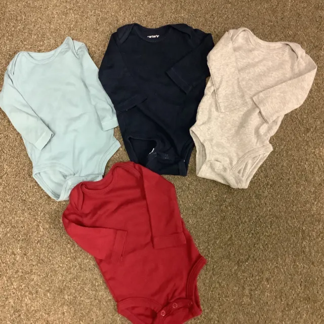 LOT OF 4 BRAND NEW INFANT BOYS SIZE 3 Mos. OUTFIT LONG SLEEVE ONE PIECE Carters