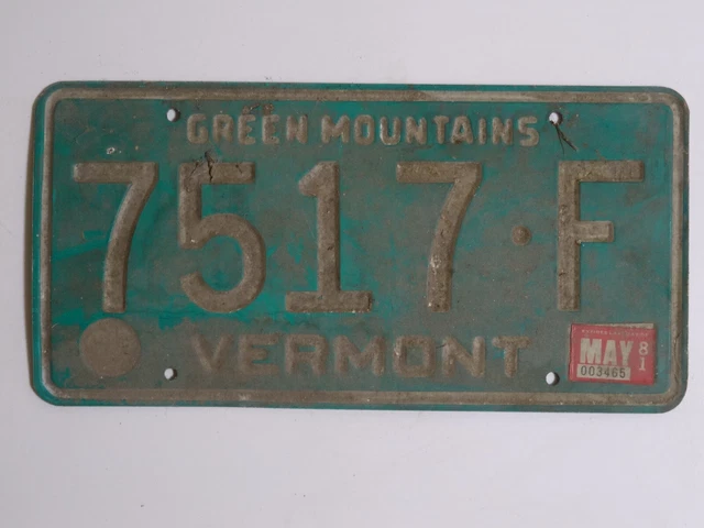 Vermont 7517-F License Plate / American Number Plate