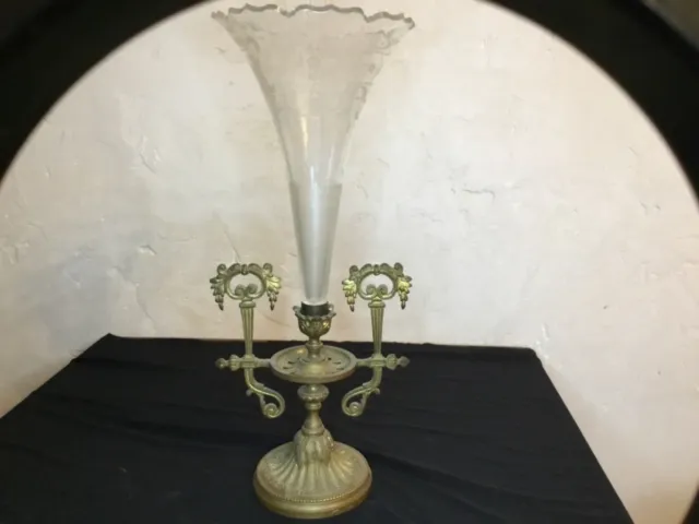 # Vases Bouquetières En Cristal Et Bronze  Xix Éme Siècle