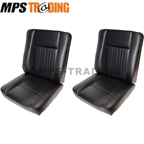 LAND ROVER SERIES 2 2a 3 Black Deluxe Vinyl Outer Front Seat Set of Two ...